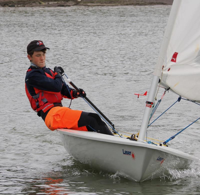 Toby Iglehart concentrating hard in his ILCA6 during Solway Yacht Club's Easter River Races photo copyright Margaret Purkis taken at Solway Yacht Club and featuring the ILCA 6 class