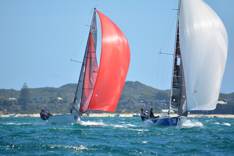 Red and Karabos on day 1 of the SB20 Australian Championship photo copyright Colleen Darcey taken at Blairgowrie Yacht Squadron and featuring the SB20 class