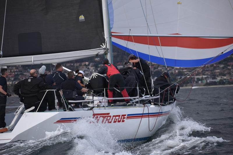 Intrigue is dominating the Racing Group in the Banjo's Shoreline Crown Series Bellerive Regatta photo copyright Jane Austin taken at Bellerive Yacht Club and featuring the SB20 class