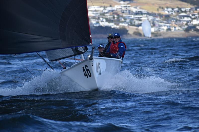 Eirini Marios powering her boat Ares to the finish - 2026 Storm Bay Apparel SB20 Australian Championship Day 2 - photo © Jane Austin