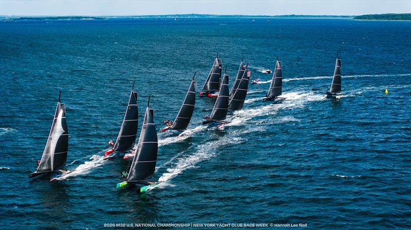 Ten M32s making their mark on Narragansett Bay - 2026 M32 U.S. National Championship photo copyright Hannah Lee Noll taken at New York Yacht Club and featuring the M32 class