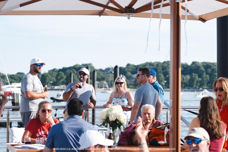 Gathering under Tuuci shade on the waterfront - 2026 M32 U.S. National Championship photo copyright Hannah Lee Noll taken at New York Yacht Club and featuring the M32 class