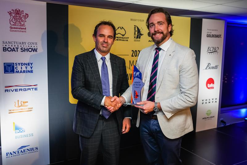 David Trewern, Fliteboard presented with a 2022 Australian Marine Industry Award by  presented with a 2022 Australian Marine Industry Award by Ryan Carmichael, The Whiskey Project photo copyright Salty Dingo taken at  and featuring the Marine Industry class