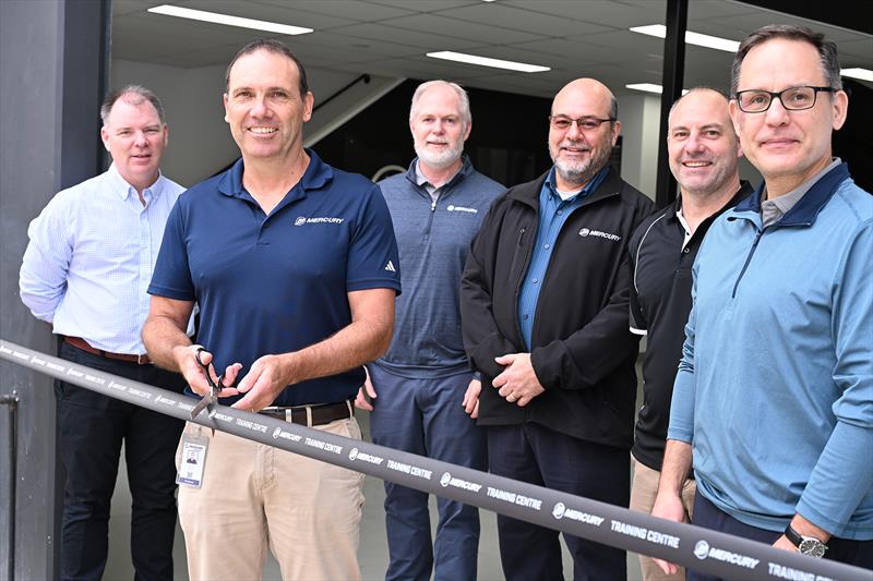 (L-R Nicholas Webb ANZP Senior Director Engines, Aftersales & Marketing, Trevor Henri Senior Field Service Manager, Paul Giddings CFO Mercury Marine, Randy Caruana, Executive VP, Jodie Askew Training Manager, John Buelow, Mercury Marine President) - photo © Mercury Marine 