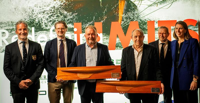 HSS Classic Yacht Symposium 2026 Singoalla award (l-r) Paul Cayard, Samppa Vilkuna, Joakim Håkans, Ed Kastelein, John Lammerts Van Bueren, Maria del Mar de Ros - photo © James Robinson Taylor / www.jrtphoto.com