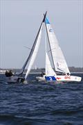 McLaughlan leads Jerwood during the final of the Australian Women's National Match Racing Championship © Bernie Kaaks
