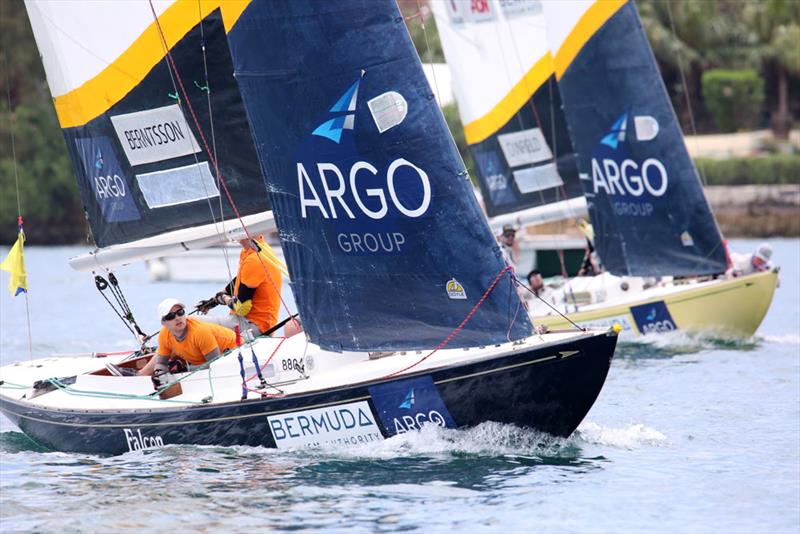 Johnie Berntsson and crew lead up the first windward leg of Race 4, but then got passed by Taylor Canfield and crew on the first downwind leg - photo © Charles Anderson / RBYC