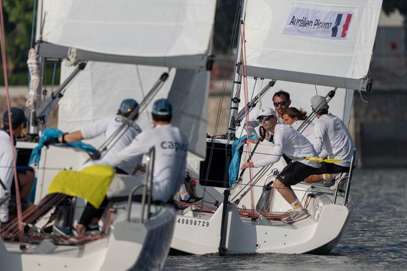 Aurélien Pierroz (right) - World Match Racing Tour Shenzhen Bao'an Final - Day 1 photo copyright Ian Roman / WMRT taken at  and featuring the Match Racing class