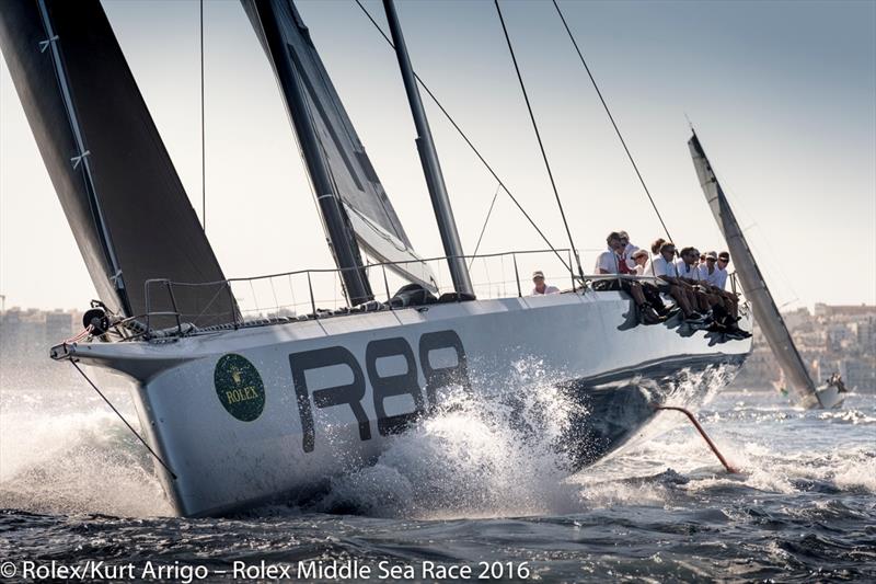 The Rolex Middle Sea Race 2016 starts photo copyright Kurt Arrigo / Rolex taken at Royal Malta Yacht Club and featuring the Maxi class