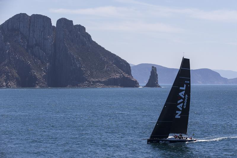Naval Group passing Tasman Island on December 28, during the Sydney to Hobart photo copyright Andrea Francolini taken at Royal Yacht Club of Tasmania and featuring the Maxi class