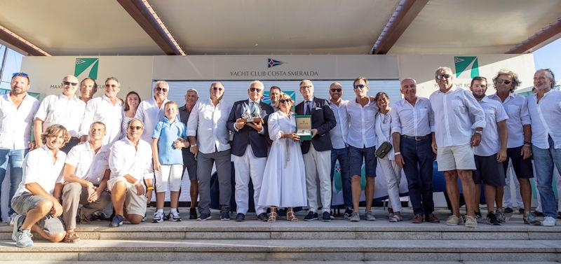 The H20 team receive their prizes at the Maxi Yacht Rolex Cup 2022 photo copyright IMA / Studio Borlenghi taken at Yacht Club Costa Smeralda and featuring the Maxi class
