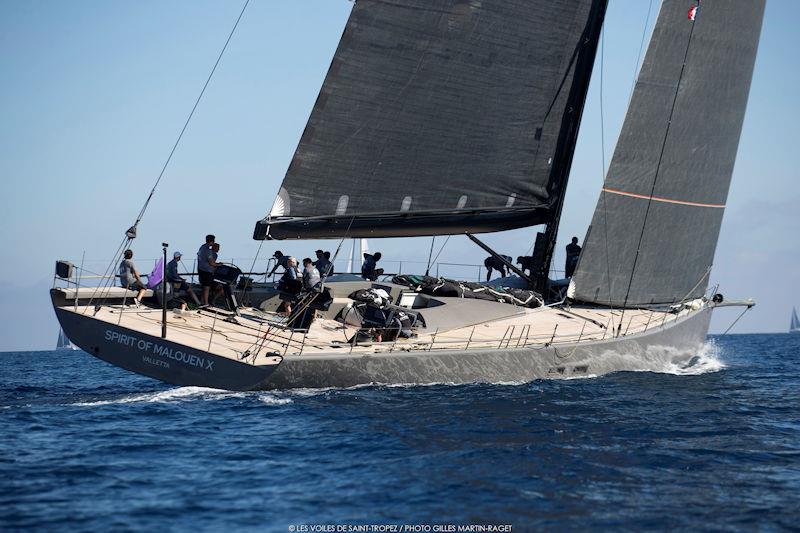 Spirit of Malouen X was today's Maxi 1 winner, much to the relief of tactician Laurent Pagès - Les Voiles de Saint-Tropez photo copyright Gilles Martin-Raget / www.martin-raget.com taken at Société Nautique de Saint-Tropez and featuring the Maxi class