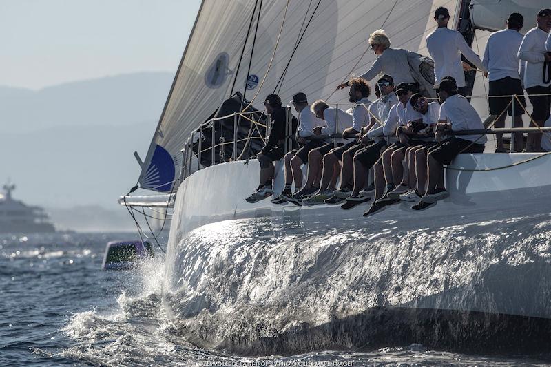 Galateia was sailing with the minimum number of crew - still a small army - Les Voiles de Saint-Tropez photo copyright Gilles Martin-Raget / www.martin-raget.com taken at Société Nautique de Saint-Tropez and featuring the Maxi class