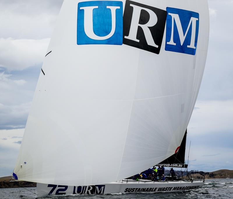 URM Group arriving in Hobart - 2023 Rolex Sydney Hobart Race photo copyright CYCA / Salty Dingo taken at Cruising Yacht Club of Australia and featuring the Maxi class