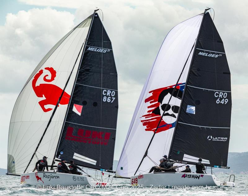 Lukasz Podniesinski's Razjaren CR0867 with Ante Cesic at the helm and Ivo Matic's Mataran 24 CRO649 with Ante Cesic helming - Luki Baustoffe CRO Melges 24 Cup 2025 - Opatija | Melges 24 European Sailing Series 2025 - photo © regate.com.hr