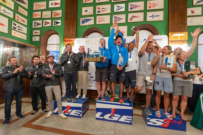 Overall Top Three: NEFELI (GER), DARK ENERGY (USA) and STRAMBAPAPA (ITA) - Melges 24 World Championship 2025, Trieste, Italy - photo © YCA / Giovanni Tesei