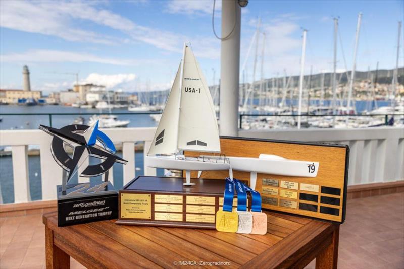 Medals and class perpetual trophies - Melges 24 World Championship 2025, Trieste, Italy - photo © IM24CA / Zerogradinord