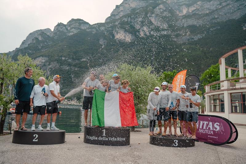 All-Italian Melges 24 Italian Nationals overall podium - Melges 24 Italian National Championship 2026 - Melges 24 European Sailing Series 2026 - Fraglia Vela Riva, Riva del Garda, Italy - photo © Chiara Slijk