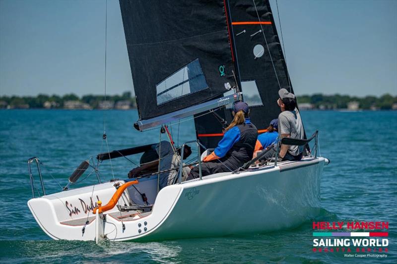 Lindsey Duda Coe helming her SIN DUDA! - Helly Hansen Sailing World Regatta Series Detroit 2026 - photo © Walter Cooper Photography
