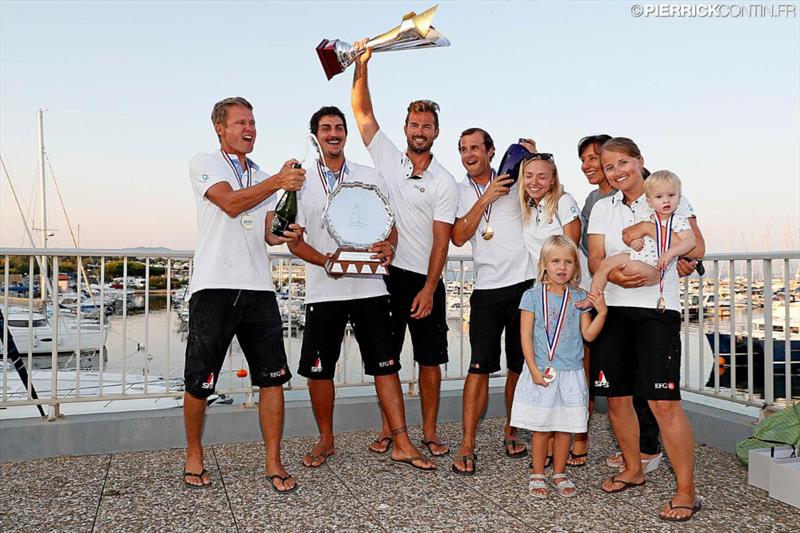 Christopher Rast and his EFG Team (SUI) with the Giorgio Zuccoli Trophy - 2016 Marinepool Melges 24 European Championship in Hyeres, France - photo © Pierrick Contin