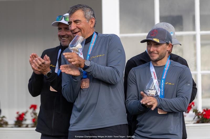 NIKA (MON 860) - Vladimir Prosikhin, Alessandro Franci, Niccolò Bianchi, Karlo Hmeljak, Filippo Amonti, coach Tomaz Copi - Melges 24 European Championship 2026 Bronze - Tønsberg, Norway - photo © Trond Teigen / SailLogic