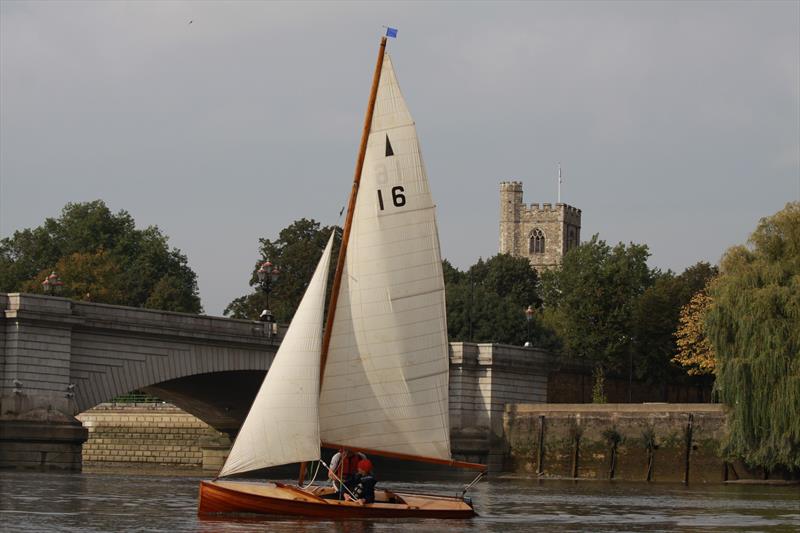 70 years plus young, Jack Holt's amazing multi-championship winning Gently could, after a superb 'hog to masthead' restoration, have ended up in a Museum somewhere. Instead the boat still graces the race course, even though her fit out is original photo copyright Ranelagh SC taken at Ranelagh Sailing Club and featuring the Merlin Rocket class