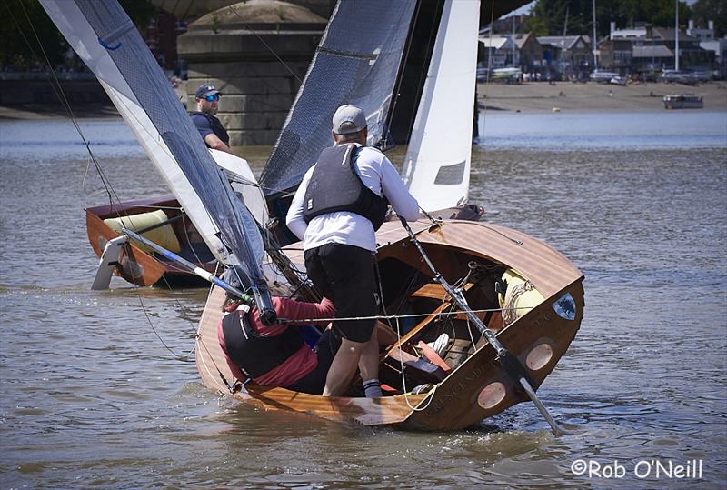 Battle right to the end: Ollie and Egle leading from Andy and Sara - Merlin Rocket Tideway Race at Ranelagh sponsored by Leveche Associates - photo © Rob O'Neill