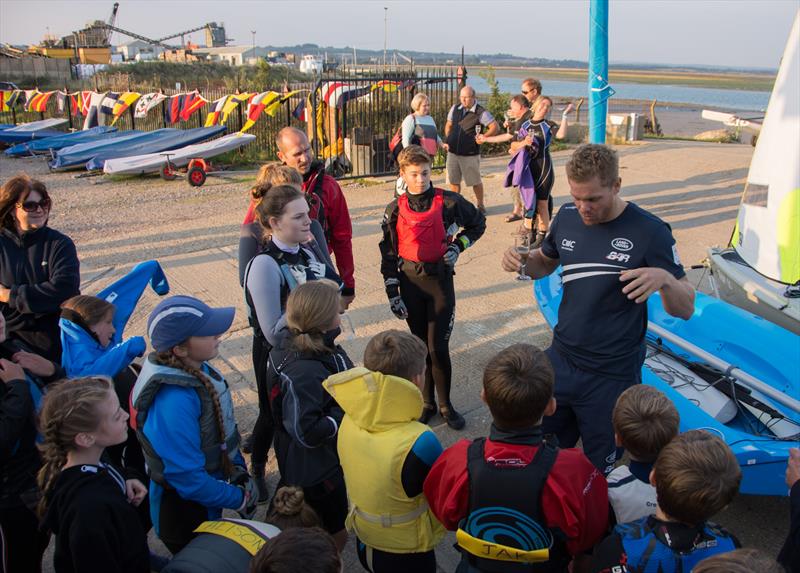 David ‘Freddie' Carr names the new boats at Tudor Sailing Club - photo © Hannah Barnes