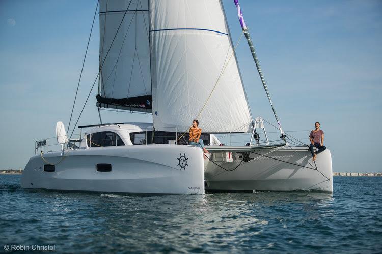 La Vagabonde couple on board their new Outremer 45 - photo © Robin Christol