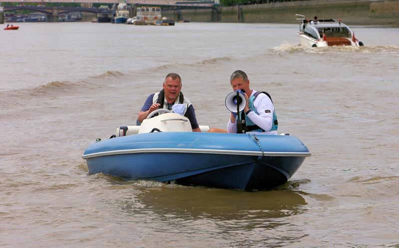 Tideway Dinghy Derby - Jon Holt watches on with a loud hailer - photo © Mark Jardine