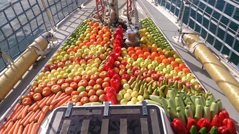 The typical amount of fruit and vegetables taken on board before the ARC Rally at Las Palmas, Gran Canaria photo copyright Kirstie Rowe taken at 
