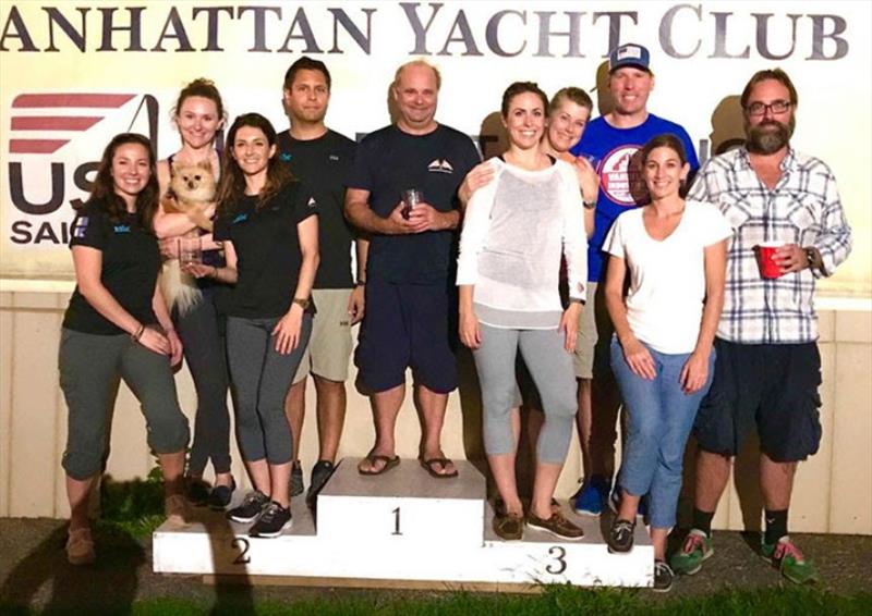 (L to R): Kathleya Afanador, Liz Higgins, Deiane Abajos, Jay Parekh, Pedro Lorsen, Mia Levy, Jen Taylor, Matt Christensen, Tracy Steele and Jim McNally - J/24 Racing at Manhattan Yacht Club - photo © Manhattan Yacht Club