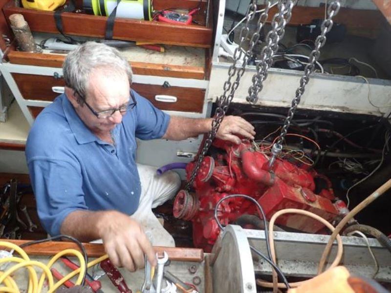 Diesel engine in Clipper - The diesel engine is hooked up ready for lifting photo copyright livingourlifestyle.com taken at 