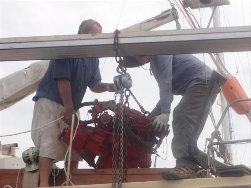 Engine on the deck - The engine is ready to be loaded onto the vehicle waining below - photo © livingourlifestyle.com