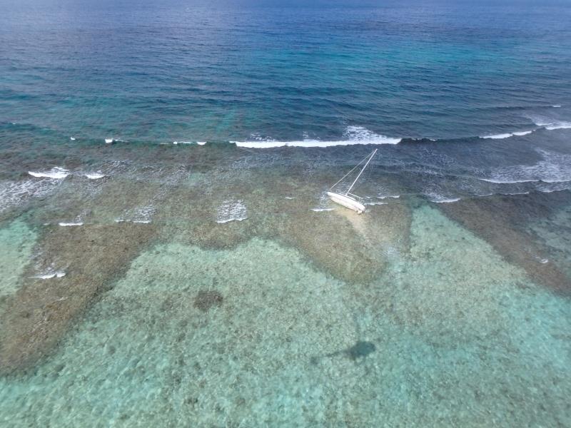 A vessel grounded on Long Reef northwest of Christiansted, St. Croix in the U.S. Virgin Islands following Hurricane Maria in 2017 photo copyright NOAA Fisheries taken at 