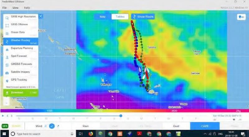 From the CAPE data you can see that significant convective activity is forecast in the same area. In this case it is the South Pacific Convergence Zone (SPCZ) - photo © Island Cruising NZ