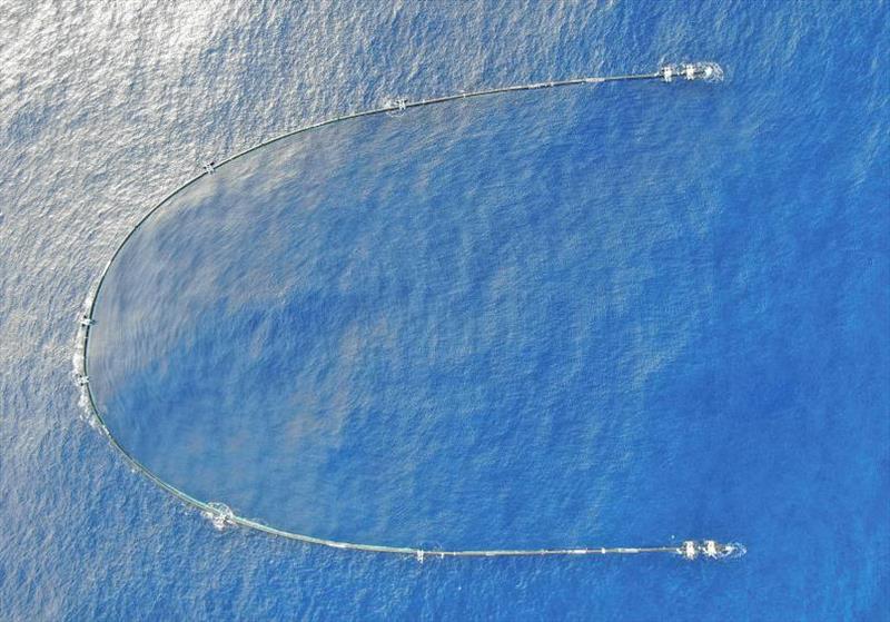 A top view image of System 001 taken during a daily inspection [2018-10-31 14.56 UTC-10] photo copyright The Ocean Cleanup taken at 