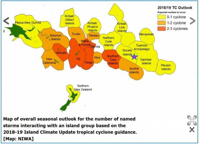 Map of overall seasonal outlook for cyclone activity  - photo © Price and Gail (Benny) Powell