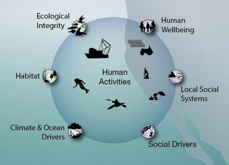 California Current marine ecosystem is a highly productive coastal ecosystem in the northeastern Pacific Ocean. The ecosystem supports important fisheries and other activities and provides services for tens of millions of people living along West Coast. - photo © NOAA Fisheries