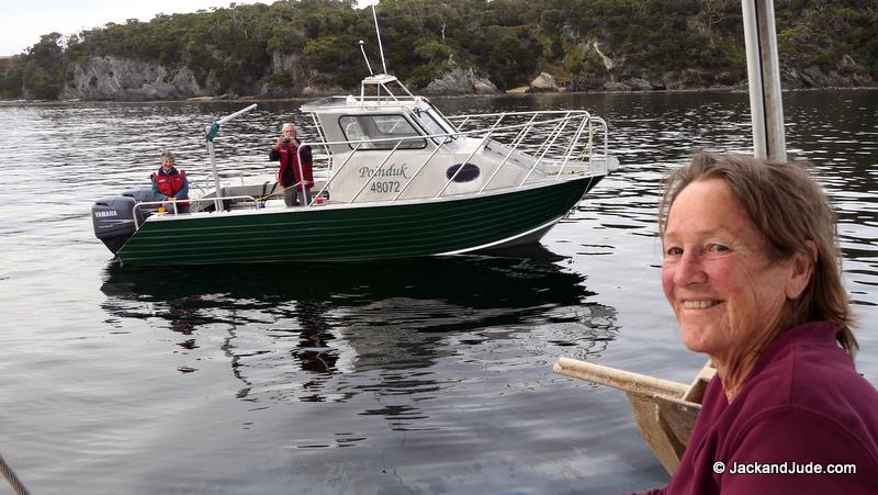 A small power cat at Louisa Bay - photo © Jack and Jude