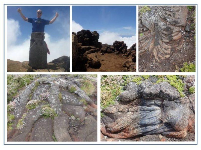 On top of Mt. Pico, which was 2nd major summit of Atlantic circuit. View from top above clouds but warmed by fumeroles, a welcome surprise at 2351m! Art of Nature lava flows in infinite variety of forms like sculptures with variable colors & textures. - photo © Rod Morris