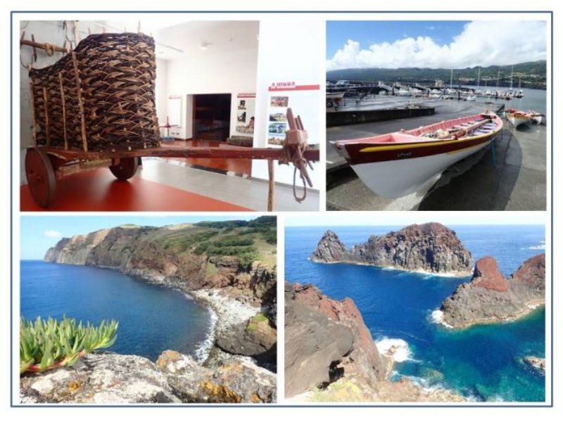 Restored traditional ox cart in Agricultural Museum on Graciosa Island. Each Island has teams to compete in rowing & sailing races with traditional whaling boats, these are at Lajes do Pico. Whale rock on Graciosa Island & beautiful clear waters of Azores - photo © Rod Morris