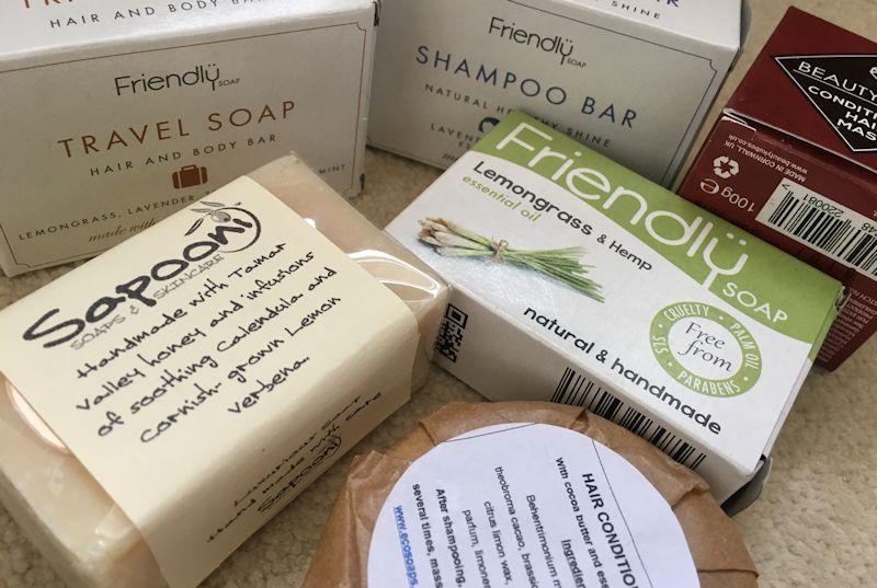 A simple switch to soap can save a huge amount of plastic, and there are specific soaps for hair, face, body, shaving etc photo copyright Gael Pawson taken at 