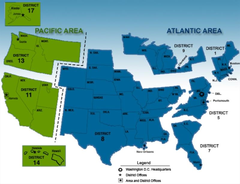 Map to read the latest USCG Notice to Mariners for your location - photo © navcen.uscg.gov