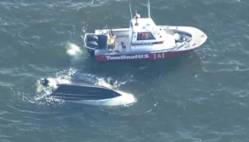 Rescue of nine people in Buzzards Bay - photo © Photo from New England Cable News report