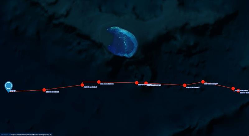 Satellite track of OA48, Motherload, showing her southwest of French Frigate Shoals by approximately 60 miles, apparently heading west. - photo © NOAA Fisheries