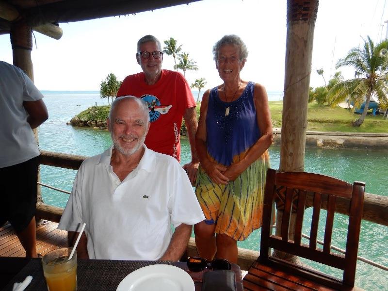 Andrew with Jacob and Hanny waiting for lunch photo copyright Andrew and Clare Payne / Freedom and Adventure taken at 
