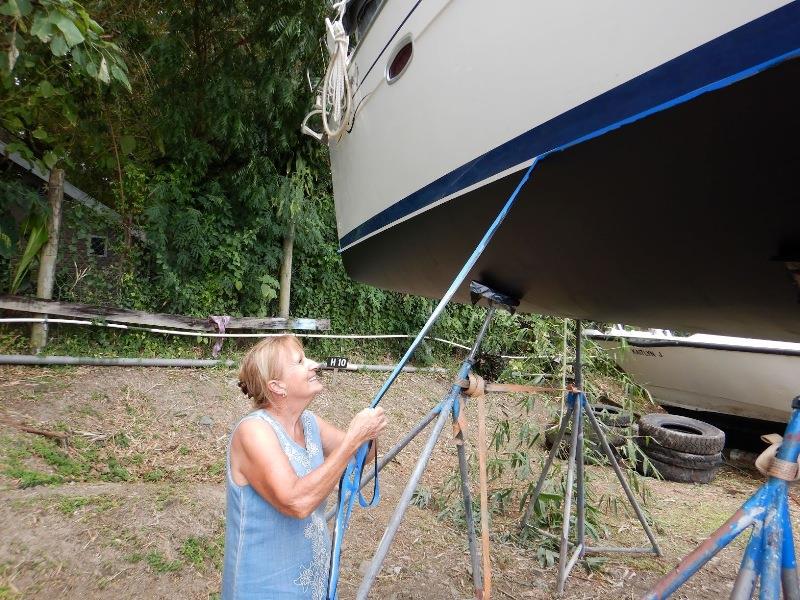 Removing the masking tape - very satisfying - photo © Andrew and Clare Payne / Freedom and Adventure