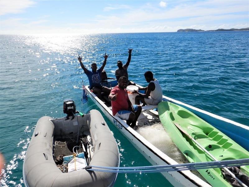 Sevusevu at the back of our boat - photo © Andrew and Clare Payne / Freedom and Adventure