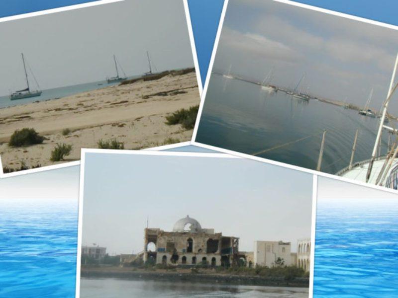 Port Smyth Anchorage at Shumma Island with the sandy beach, Massawa anchorage and a bombed palace photo copyright Hugh & Heather Bacon taken at 